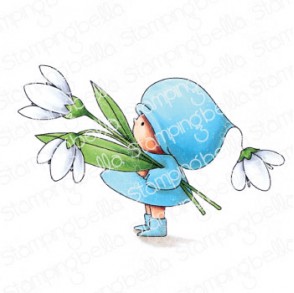 BUNDLE GIRL WITH A SNOWDROP RUBBER STAMP